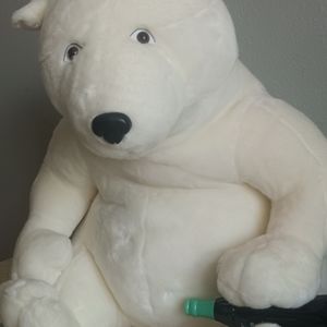 XL Plush Coke Polar Bear Holding Coke Bottle